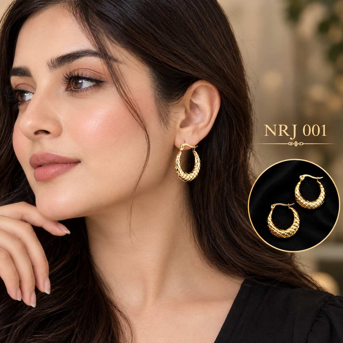 Textured Gold Hoop Earrings