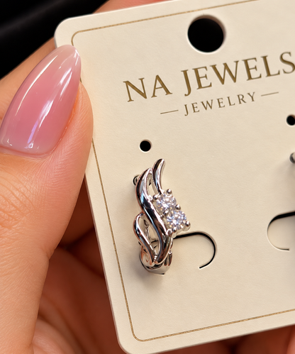 Crystal Wave Stud Earrings