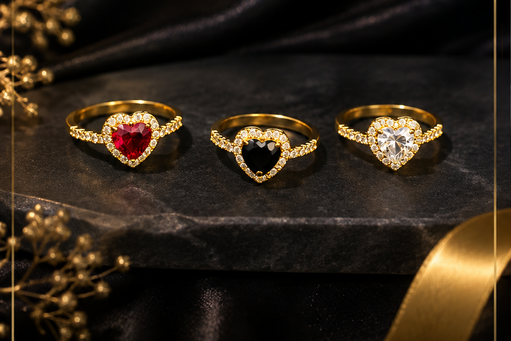 Crystal Heart Halo Ring